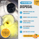 Garbage disposal cleaner tablets, foaming citrus fresh, 24-pack, odor-causing residue removal, weekly maintenance