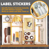 SpaceAid Bamboo Drawer Dividers with Inserts and Labels, Expandable Organization for Home, Office, Dressers, 4 Dividers