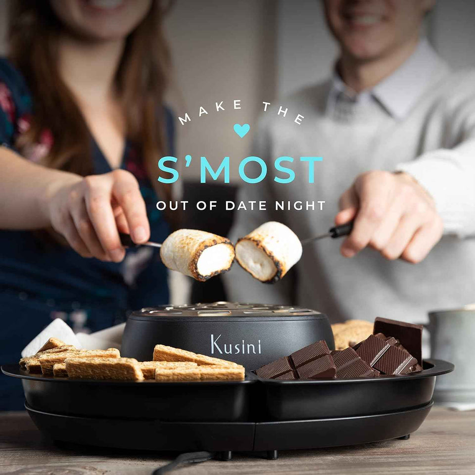 Kusini Flameless Electric Marshmallow Roaster with 4 Detachable Trays & 4 Roasting Forks, Gift Set for Date Night