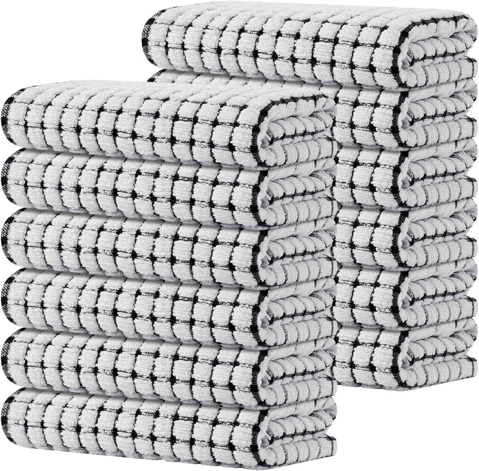 Kitinjoy Cotton 8 Pack Terry Kitchen Dish Cloths, 12 x 12 Inches Super Soft and Absorbent Dish Rags, Quick Drying Dish Towels for Washing Dishes, Mixed Color