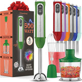 Powerful Immersion Blender, Electric Hand Blender 500 Watt with Turbo Mode, Detachable Base. Handheld Kitchen Gadget Blender Stick for Soup, Smoothie, Puree, Baby Food, 304 Stainless Steel Blades