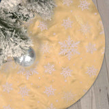 Flash World 48 Inch Large Christmas Tree Skirt Xmas Soft Cover Mat Decor Snowflake Collar Farmhouse Tree Skirt for Holiday Ornaments Party Home Indoor Decorations (Red, 48INCH)