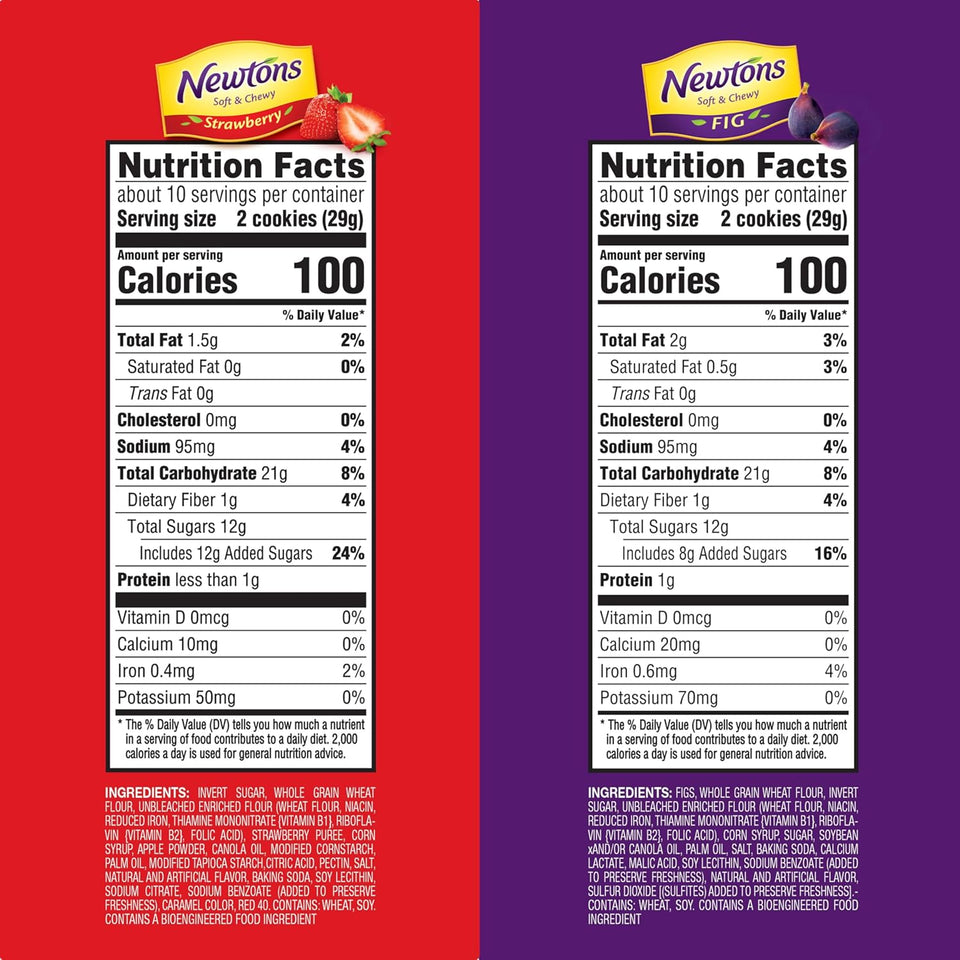 Newtons Soft & Fruit Chewy Fig & Strawberry Cookies 4 Packs Variety Gift