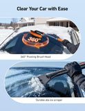 astroai 47.2 inch ice scraper with extendable snow brush and 360° pivoting head for cars and trucks (orange)