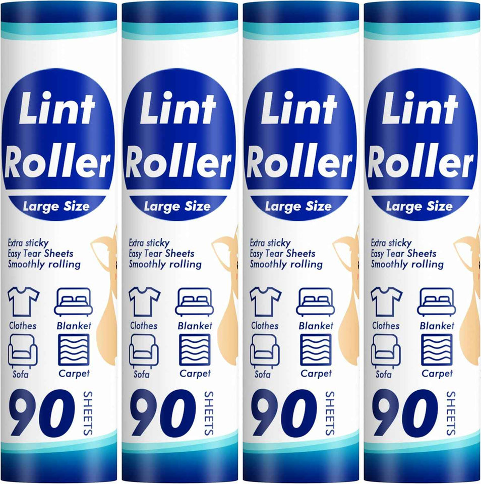 Extra Sticky Lint Roller, Mega Value Set 400 Sheets for Pet Hair Removal, Dog and Cat Lint Remover for Clothes, Furniture, Carpet