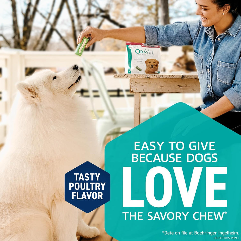 oravet dental chews for dogs small 10-24 lbs blue pouch 30 count