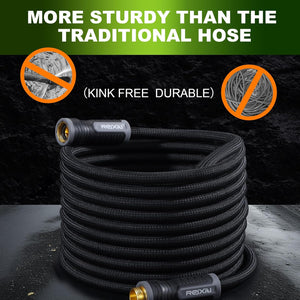 Relxitl Garden Hose, Flexible Water Hose, Ultra Lightweight Non-Expanding hose with 10 Function Sprayer, Leak proof, Pressure Resistant for Yard, Outdoor (Black, 50FT)