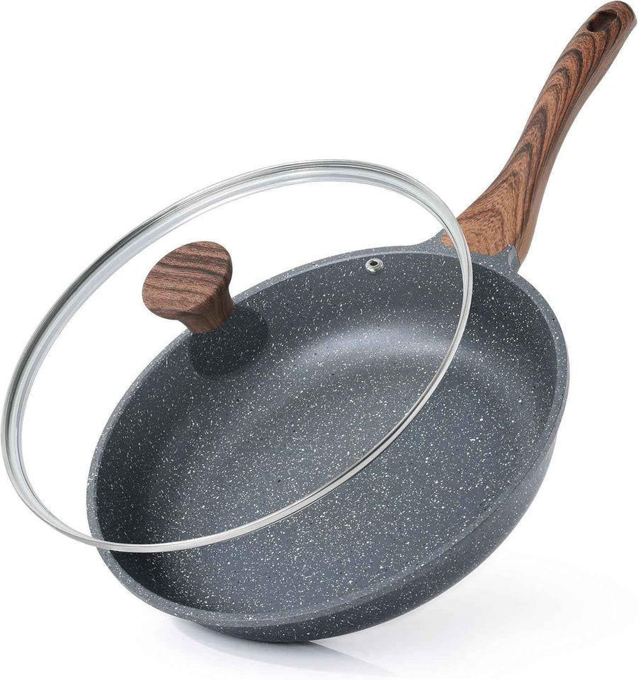 SENSARTE Nonstick Ceramic Frying Pan with Lid 8/9.5/10/11/12.5 Inch Omelet Pan Skillet, Free of Intentionally Added PFAS/PTFE Non-toxic Chef's Pan Induction Compatible Pan, Heat Resistant Handle