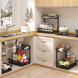 2 Packs Under Sink Organizer, 2026 Upgrade Height Adjustable 2 Tier Under Kitchen Sink Organizer, Multi-Purpose Storage Shelf for Kitchen Bathroom Cabinet (Black)