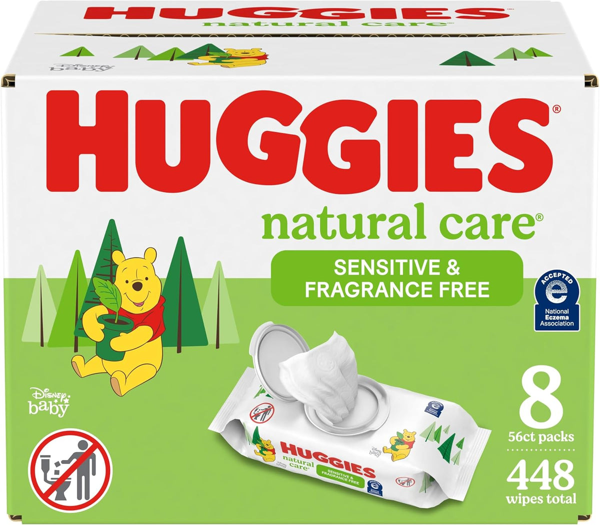 Huggies unscented baby wipes, 99% purified water, 56-count, 1 flip-top pack, hypoallergenic, fragrance free