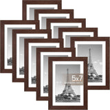 upsimples 5x7 Picture Frame Set of 10, Display Pictures 4x6 with Mat or 5x7 Without, Multi Photo Frames Collage for Wall or Tabletop Display, Black