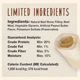 Cadet Stuffed Shin Bone, Long-Lasting Dog Chew Bones for Aggressive Chewers, High Protein Filled Bone Dental Chew for Dogs, Peanut Butter Flavor Filling, 5-6" for Large Dogs