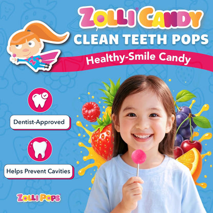 Zollipops Clean Teeth Lollipops, Anti Cavity, Sugar Free Candy for a Healthy Smile Great for Kids, Diabetics and Keto Diet, Natural Fruit Variety, 5.2oz (packaging may vary)