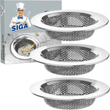 MR.SIGA Kitchen Sink Strainer, stainless steel, dishwasher safe, 4.4 inch outer diameter, pack of 3