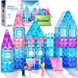 Magnetic Tiles 102pcs with 2 Stairs 2 Dolls Princess Castle Building Girls Toys Age 4-8 Magnetic Blocks Birthday Xmas Gifts for Girls Toys for 3, 8+ Year OldMagnetic Tiles 102pcs with 2 Stairs 2 Dolls Princess Castle Building Girls Toys