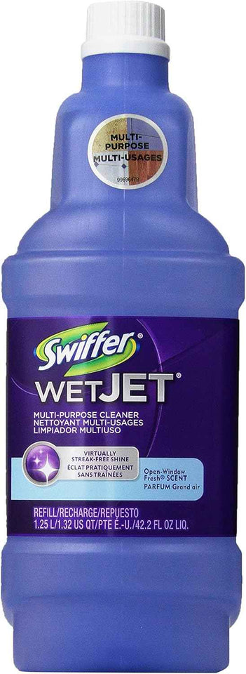 Swiffer WetJet Multi-Purpose and Hardwood Liquid Floor Cleaner Solution Refill, with Gain Scent, 42.2 fl oz each, (Pack of 2)