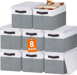 Large Closet Storage Baskets Bins with Lids 4 Pack, Storage Baskets for Organizing Shelves Nursery Bedroom, Home Dorm Closet Organizers Cubes for Clothes Toys Blanket Book - Stackable -14x10x9.5
