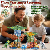 Magnetic Tiles Dinosaur Toys for Kids 3-7 Magnet Building Blocks Toddler Dino Toys - Educational STEM Toys 3 Year Old Boy Gift Learning Resources for Kids Ages 3 4 5 6 7 8 Gifts for 4 Year Old Boys