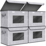 univivi 4-pack large collapsible storage bins with gray lids for home office and bedroom organization