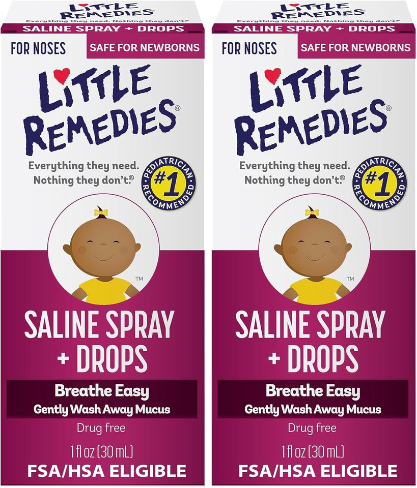 little remedies saline nasal spray and drops for newborns, 1 fl oz, pediatrician-recommended, no alcohol, drug-free