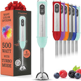 Powerful Immersion Blender, Electric Hand Blender 500 Watt with Turbo Mode, Detachable Base. Handheld Kitchen Gadget Blender Stick for Soup, Smoothie, Puree, Baby Food, 304 Stainless Steel Blades