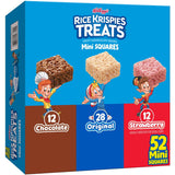Kellogg's Rice Krispies Treats Mini Crispy Marshmallow Squares, Variety Pack, 20.1oz Box, 52 Bars, Chocolate, Original, Strawberry Flavors