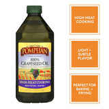 Pompeian 68 fl oz 100% Grapeseed Oil, Non-GMO, Gluten-Free, Kosher, Light and Subtle Flavor