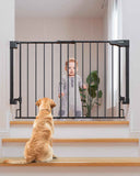 Cumbor 29.2–43" Baby Gate for Stairs, Wall-Mounted (Drill Required), Expandable No Bottom Bar Dog Gate, Auto Close Extra Wide Walk Thru, Pet & Toddler Proof Gate, Top & Bottom of Stairways (White)