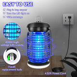 luojibie 2 in 1 outdoor bug zapper with led light mosquito killer
