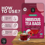 FGO Organic Hibiscus Tea, 100 Count, Eco-Conscious Tea Bags, Caffeine Free, Packaging May Vary (Pack of 1)