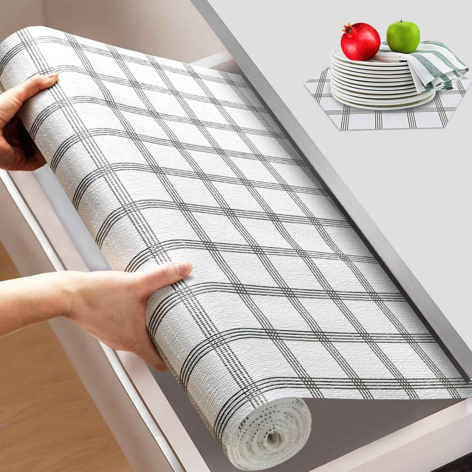 Beautysaid Shelf and Drawer Liner for Kitchen Cabinet, Non Adhesive Non Slip Shelf Paper Waterproof Washable Thickened for Dresser Pantry Shelve Bathroom Protector Liner(White,12 in x 10 FT)