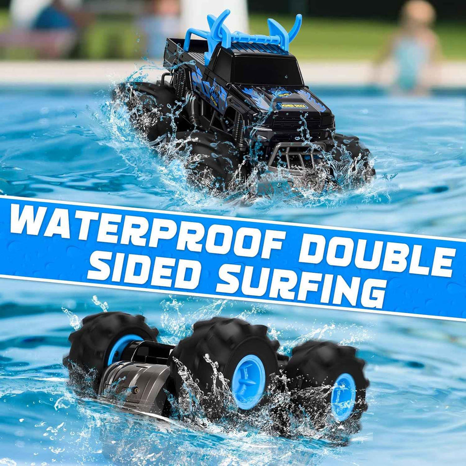 BainGesk waterproof 1:16 2.4GHz 4WD all-terrain RC car with 2 rechargeable batteries for kids