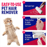 ChomChom roller pet hair remover and reusable lint roller for cat and dog hair removal on furniture, couch, carpet, clothing and bedding