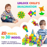 cossy 120Pcs Magnetic Tiles Magnetic 3D Building Blocks Set Educational Construction Toys for 3 4 5 6 7 8 Year Old Boy and Girl with Stronger Magnets, Educational Toys, Recreational, Conventional