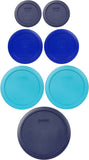 Pyrex food storage lids set (6) assorted colors, Made in USA