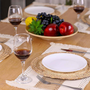 Handmade Boho Natural Cotton Burlap Placemats Set of 6 for Dining Table Kitchen