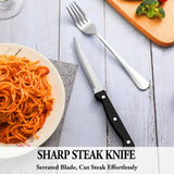MUTNITT Silverware Set with Steak Knives Service for 4,Stainless Steel Flatware, Mirror Polished Cutlery Utensil Set for Home Kitchen Eating Tableware, Include Fork Knife Spoon, Dishwasher Safe
