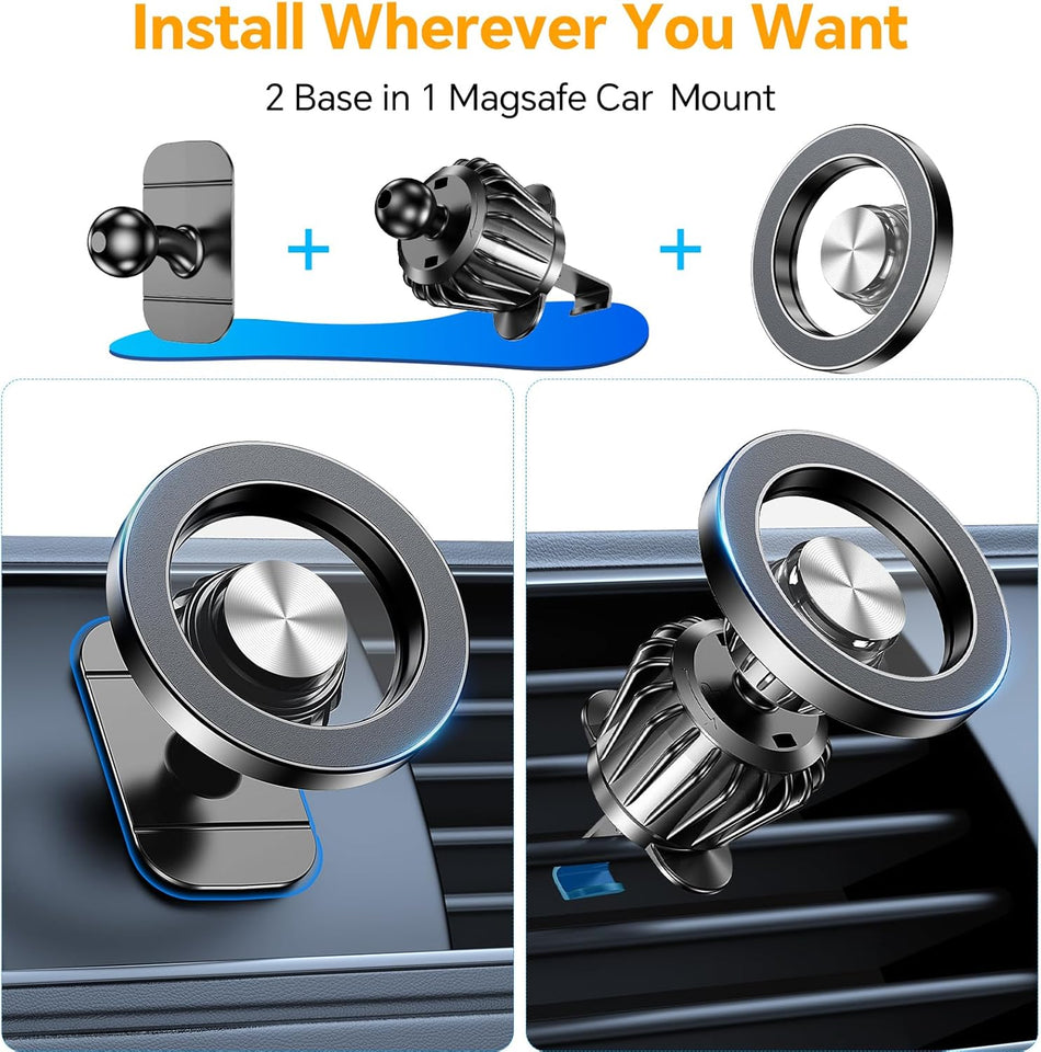 Kaistyle for Magsafe Car Mount【Strong Magnets】Magnetic Phone Holder for Car Phone Holder Mount Dash Mounted Holders Phone Holders for Your Car Accessories for Women Men Mothers Gifts for iPhone 17 16