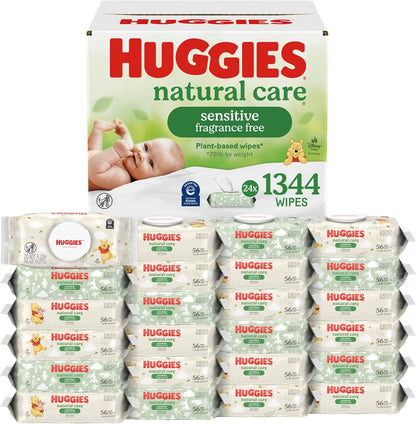 Huggies unscented baby wipes, 99% purified water, 56-count, 1 flip-top pack, hypoallergenic, fragrance free