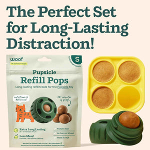 WOOF Starter Pack - Interactive Dog Toys for Small Pups 10-25 lbs - Chicken-Flavored Healthy Treats - Silicone Dog Treat Molds