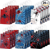 Epakh 24 Pcs Spider Party Favors Bags with Handles Spider Birthday Party Decorations Double Sided Goodie Candy Bags (Class Spider)