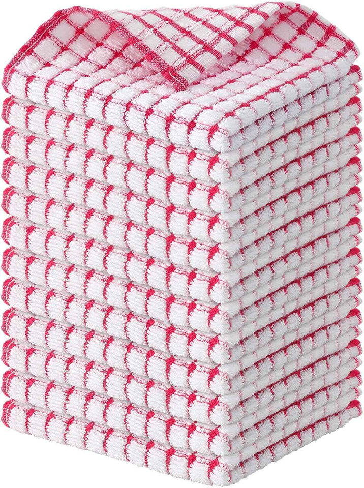 Kitinjoy Cotton 8 Pack Terry Kitchen Dish Cloths, 12 x 12 Inches Super Soft and Absorbent Dish Rags, Quick Drying Dish Towels for Washing Dishes, Mixed Color