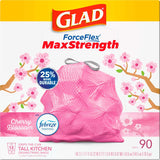 Glad Tall Kitchen Trash Bags 13 Gallon, MaxStrength Cherry Blossom Garbage Bags, Drawstring, 90 Count - Rayz Mart
