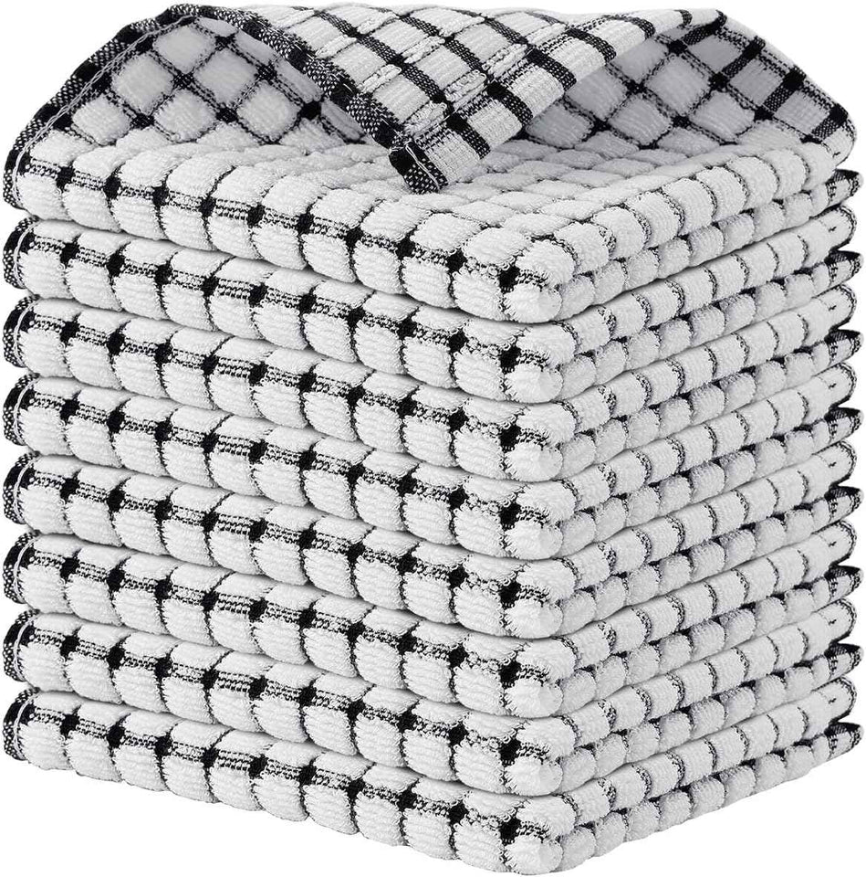 Kitinjoy Cotton 8 Pack Terry Kitchen Dish Cloths, 12 x 12 Inches Super Soft and Absorbent Dish Rags, Quick Drying Dish Towels for Washing Dishes, Mixed Color
