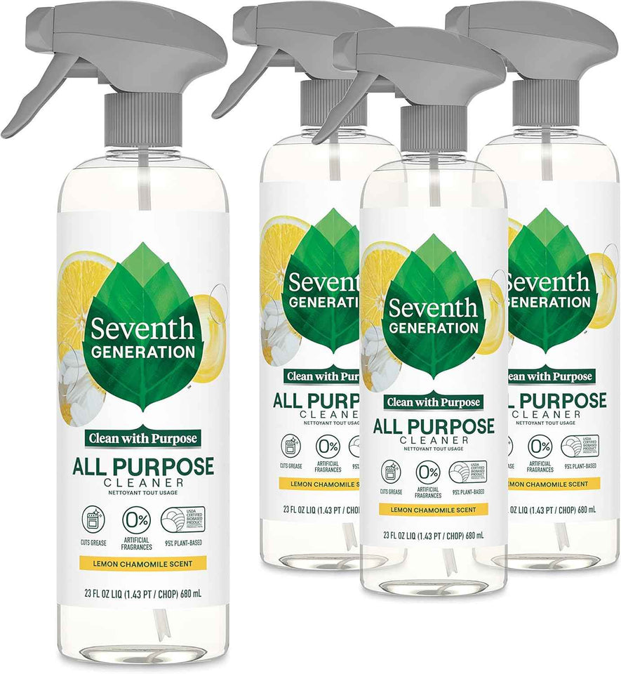 Seventh Generation All Purpose Cleaning Spray Lemon Chamomile Scent 23 oz Pack of 4 Eco-Friendly and Biodegradable