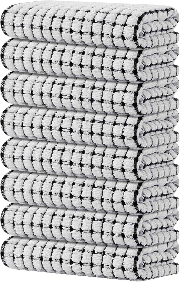 Kitinjoy Cotton 8 Pack Terry Kitchen Dish Cloths, 12 x 12 Inches Super Soft and Absorbent Dish Rags, Quick Drying Dish Towels for Washing Dishes, Mixed Color