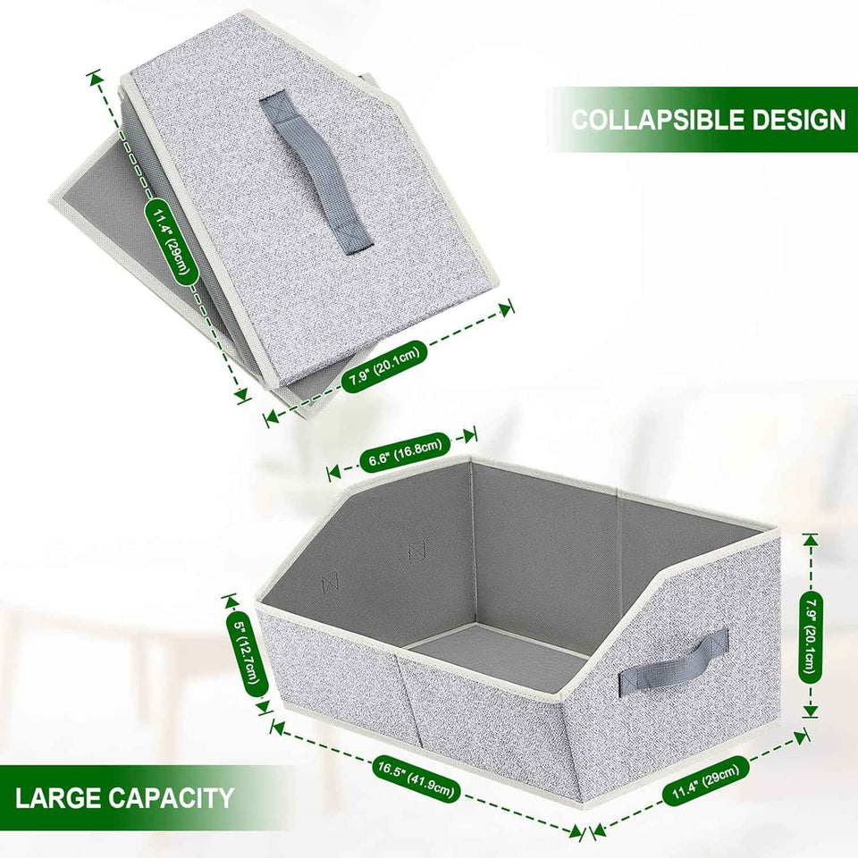 Closet Organizers Bins 6 Packs - Large Fabric Trapezoid Storage Bins for Clothes and Towels