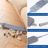 Retractable microfiber dusting cloths with long 60-inch handle for dusting under appliances furniture couch fridge