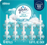 Glade PlugIns Refills Air Freshener, Scented and Essential Oils for Home and Bathroom, Aqua Waves, 6.7 Fl Oz, 10 Count