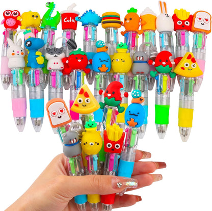 cZWZ 20Pcs Mini Multicolor Pens 4-in-1 Cute Ballpoint Pens for Kids Birthday Party Favors Gifts Teacher Supplies